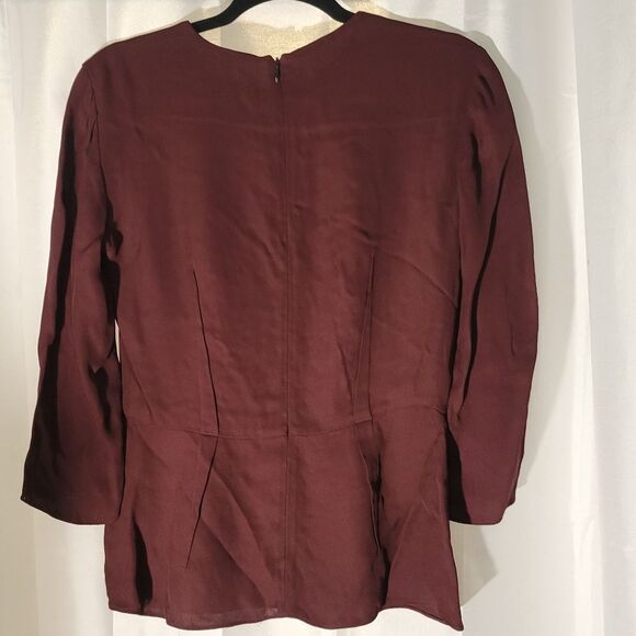 * * TIBI crew Neck wine/burgundy long sleeve Blouse - Picture 2 of 10